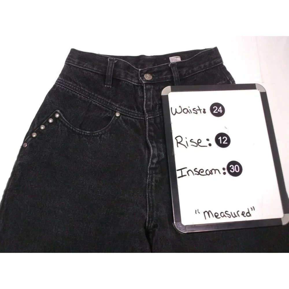 Cristina Vintage 80's High Waist Black Mom Jeans Size 7 (24x30) - Picture 3 of 5